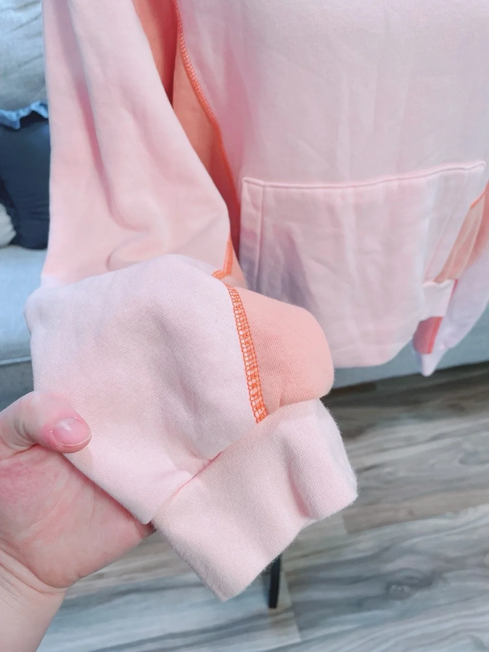 Nike Pink & Orange Cropped Hoodie Size XL